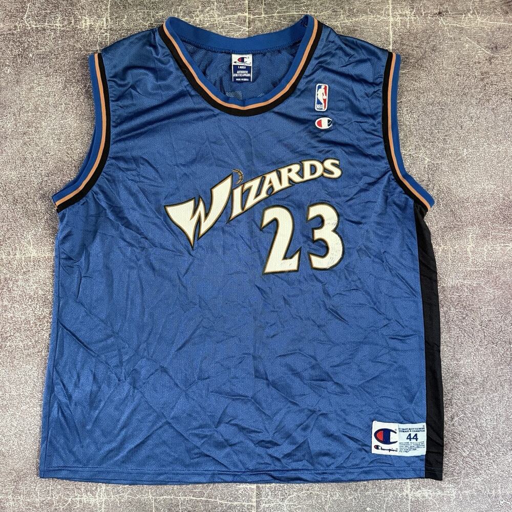 Men's Vintage Champion Washington Wizards Michael Jordan Blue Home Jersey Sz 44
